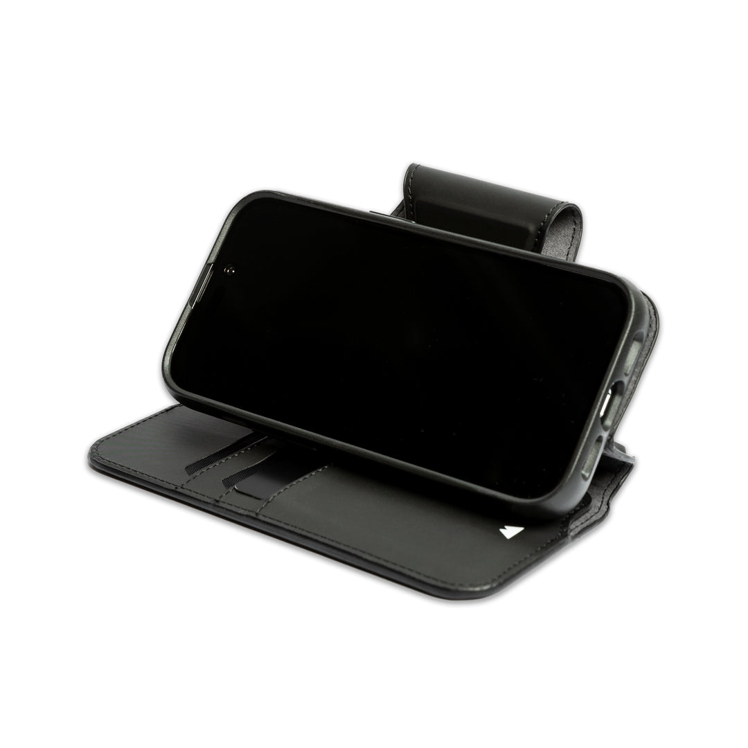 Black Flip Wallet with Stand
