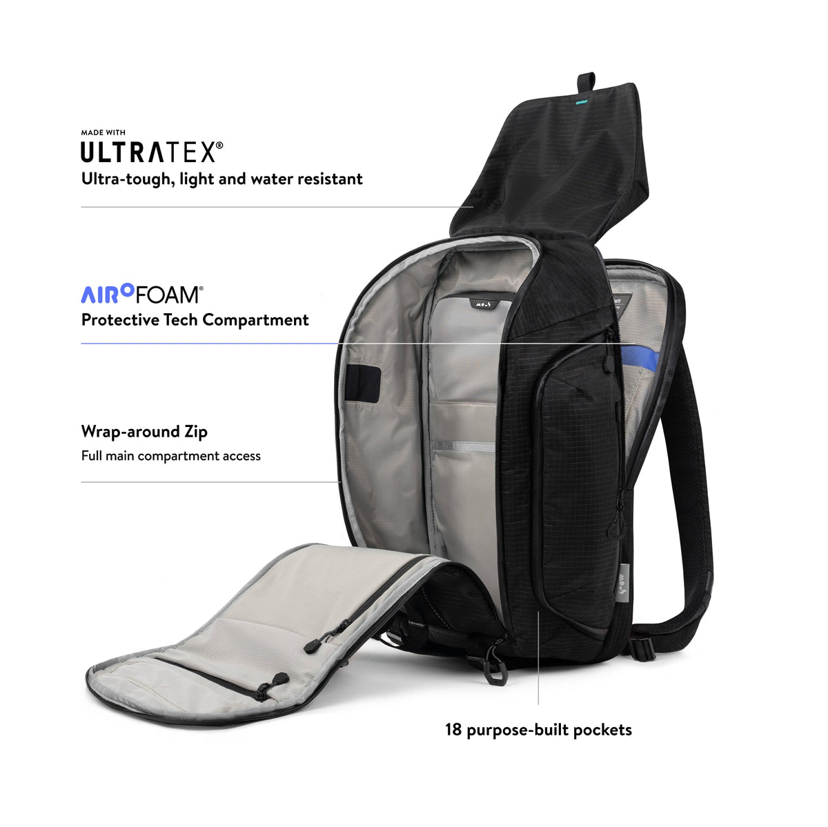 Protective Lid Backpack with textured shell fabric - Optimal